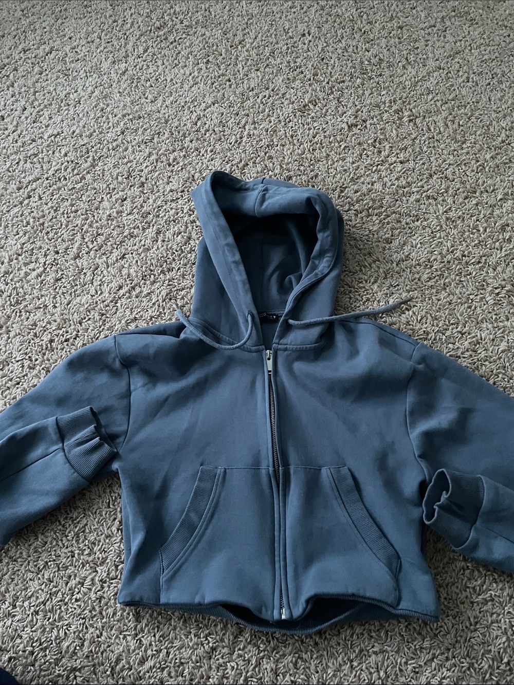 Zara Slate Blue cropped zip up hoodie